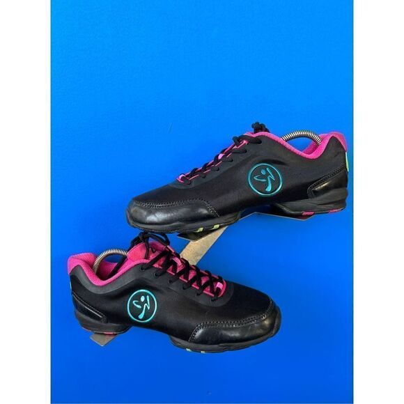 ZUMBA Womens Size 9.5Black Flex Classic Trainers Dance Shoes Z Slide-Impact Max - Picture 2 of 6